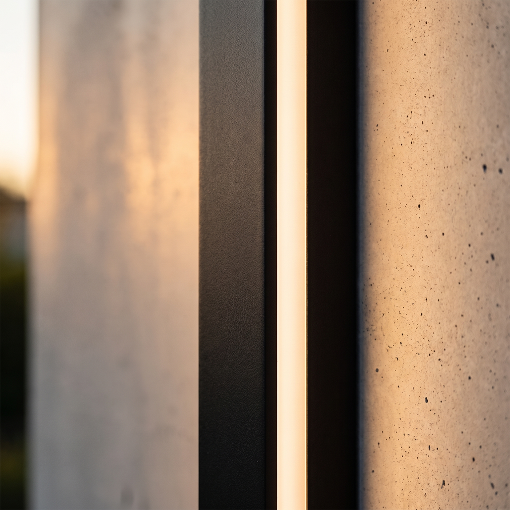 Slim Architectural LED Wall Light Outdoor Black Contemporary Exterior Fixture for Front Door Garage Patio Renovation