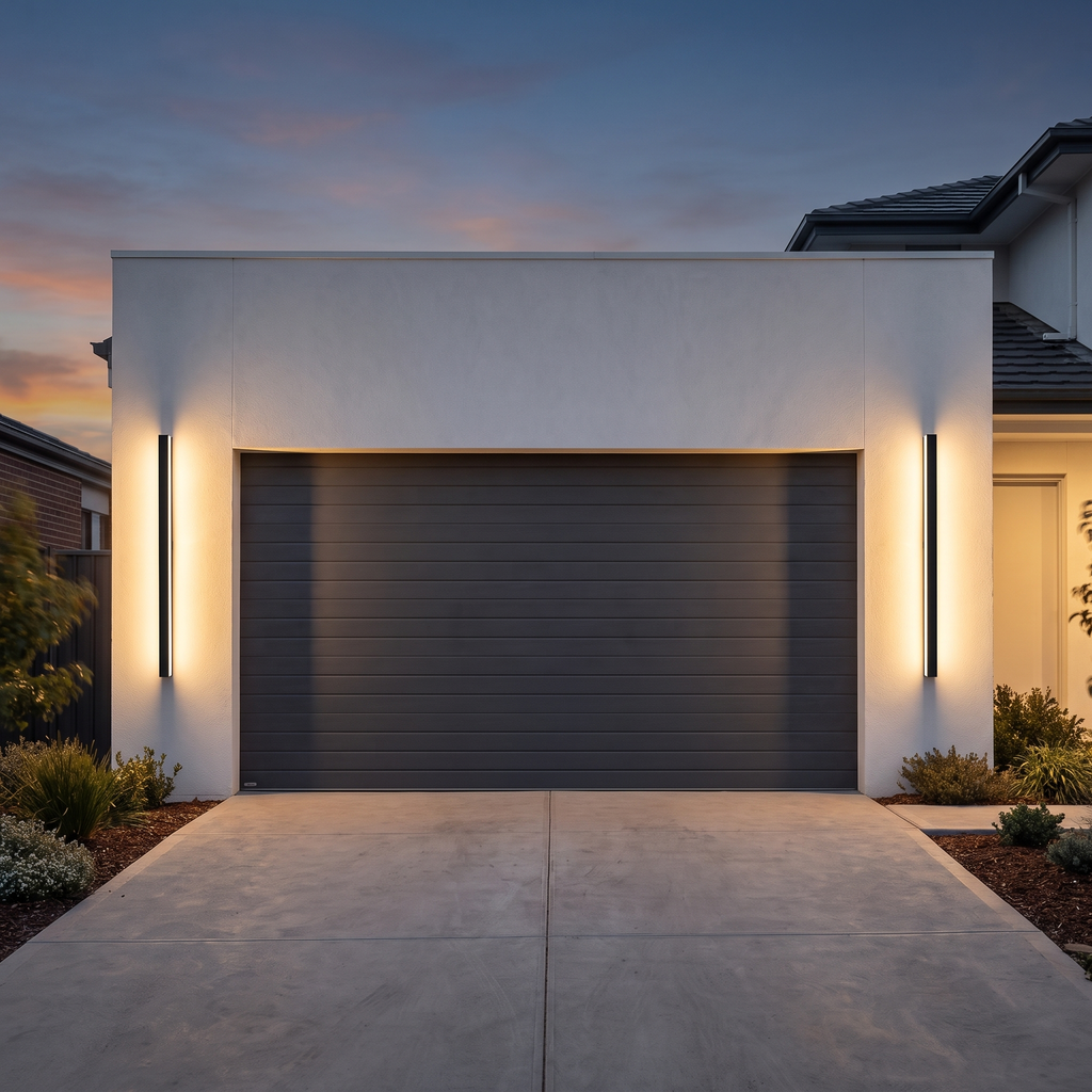 Slim Architectural LED Wall Light Outdoor Black Contemporary Exterior Fixture for Front Door Garage Patio Renovation
