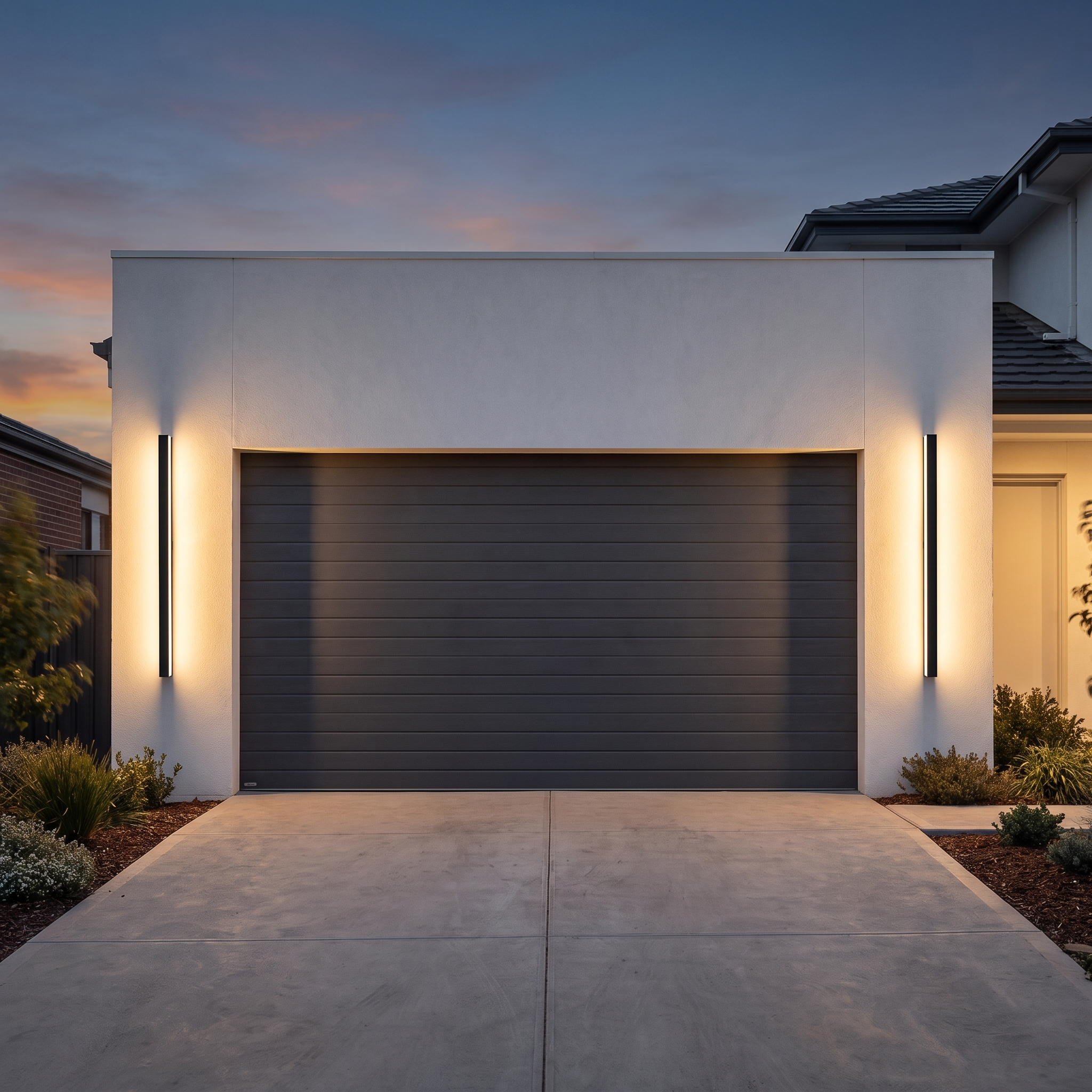 Slim Architectural LED Wall Light Outdoor Black Contemporary Exterior Fixture for Front Door Garage Patio Renovation