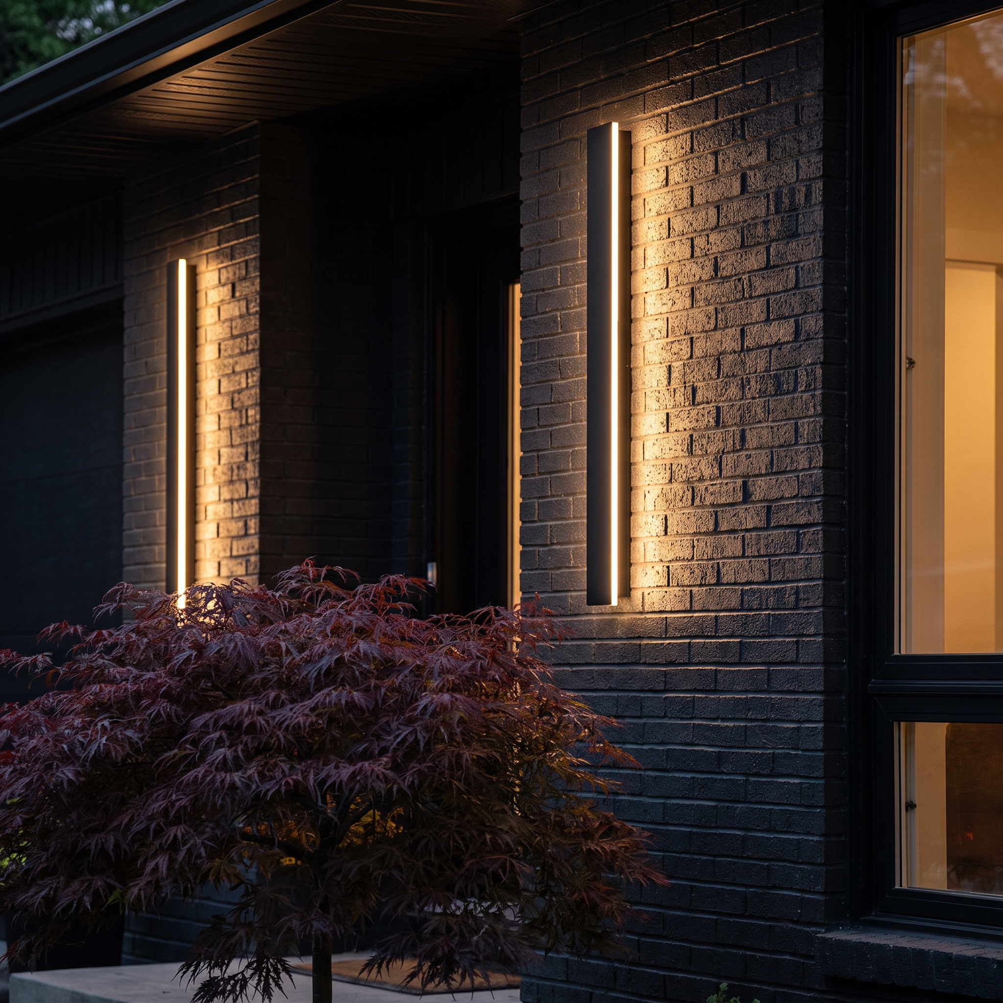 Slim Architectural LED Wall Light Outdoor Black Contemporary Exterior Fixture for Front Door Garage Patio Renovation
