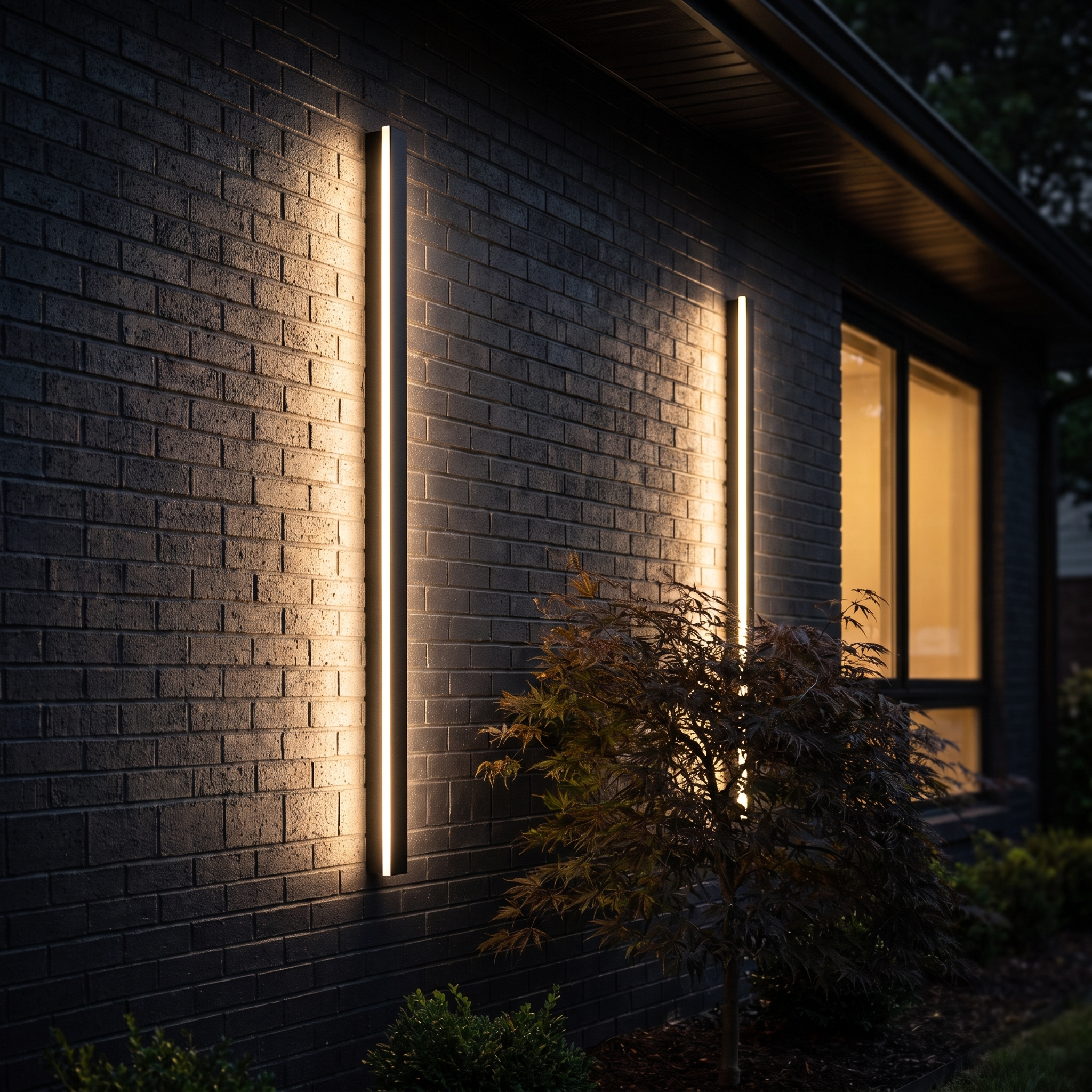 Slim Architectural LED Wall Light Outdoor Black Contemporary Exterior Fixture for Front Door Garage Patio Renovation