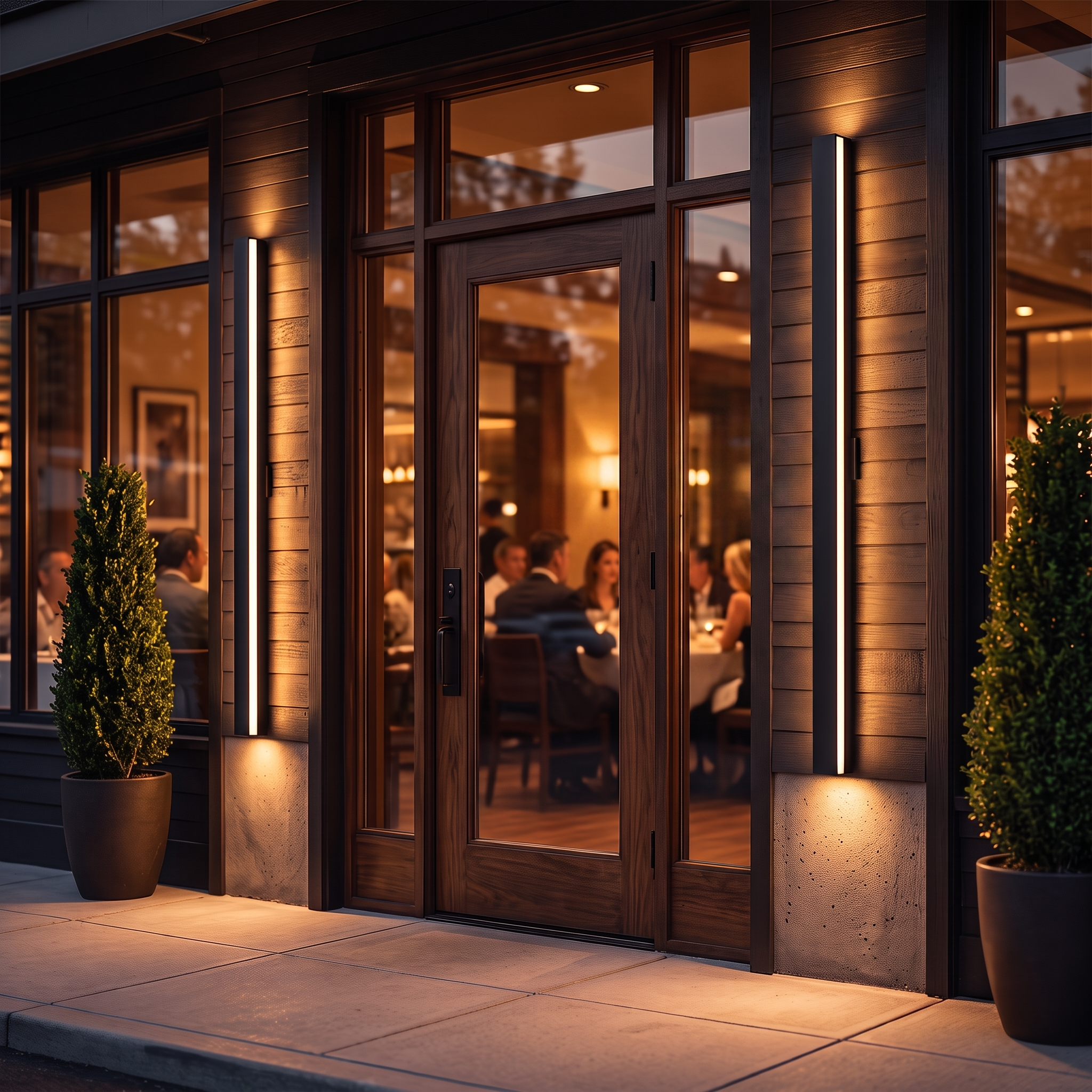 Commercial Outdoor Wall Light LED Black Linear Exterior Sconce for Restaurant Hotel Retail Building Facade IP65 Waterproof