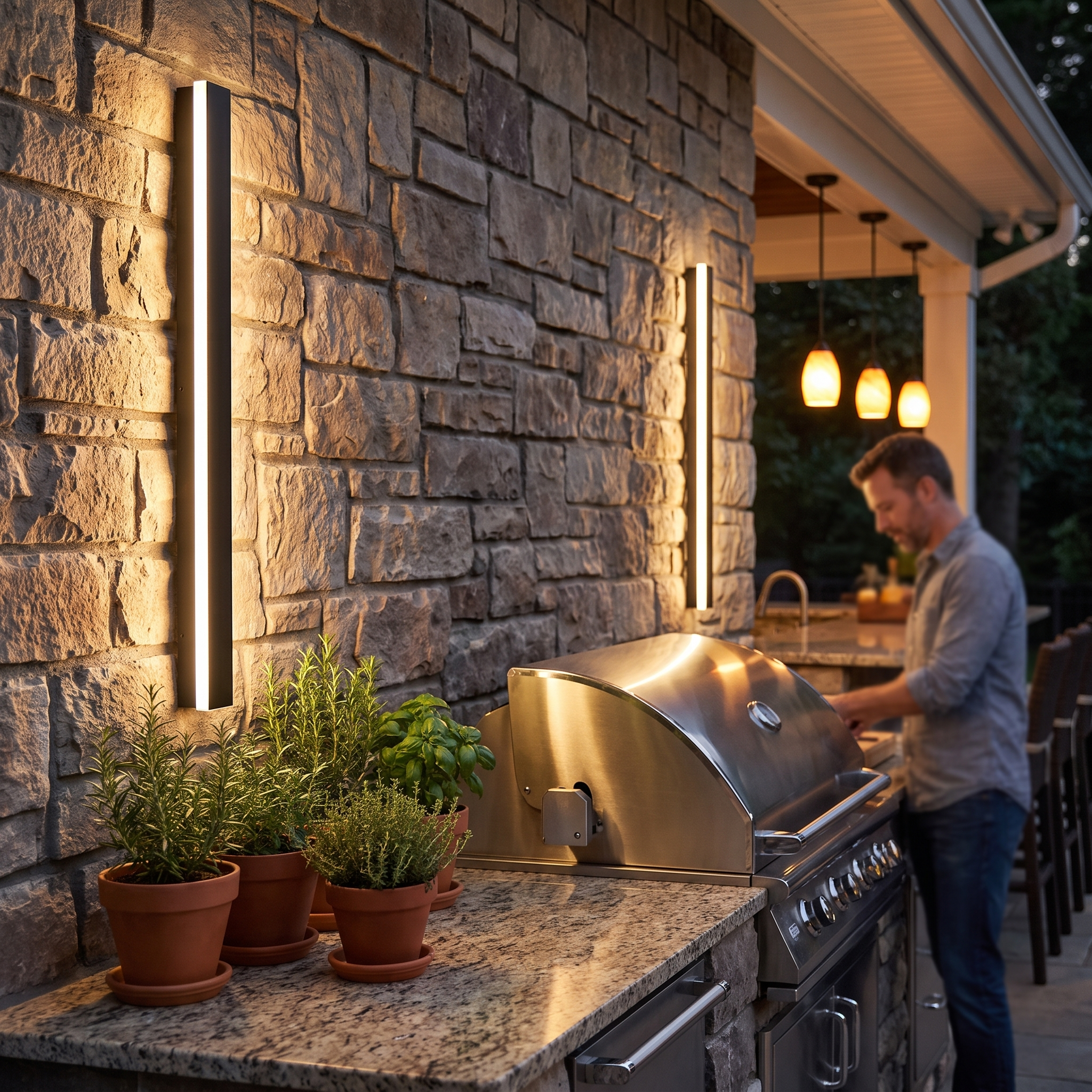 Architectural Outdoor Wall Light LED Black Linear Designer Exterior Sconce for Modern Landscape Patio Garden Lighting