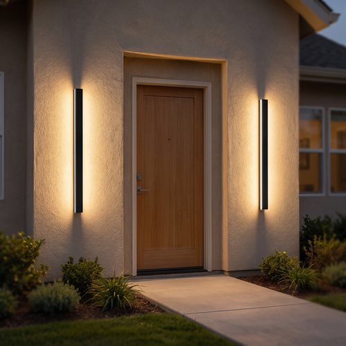 Modern LED Outdoor Wall Light for House, Waterproof IP65 Exterior Wall Lights, Dimmable Porch Light Fixture for Front Door Entryway, Black
